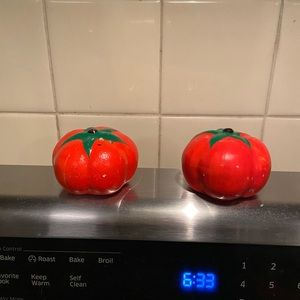 Vintage Red Tomatoes Ceramic Salt N Pepper Shakers